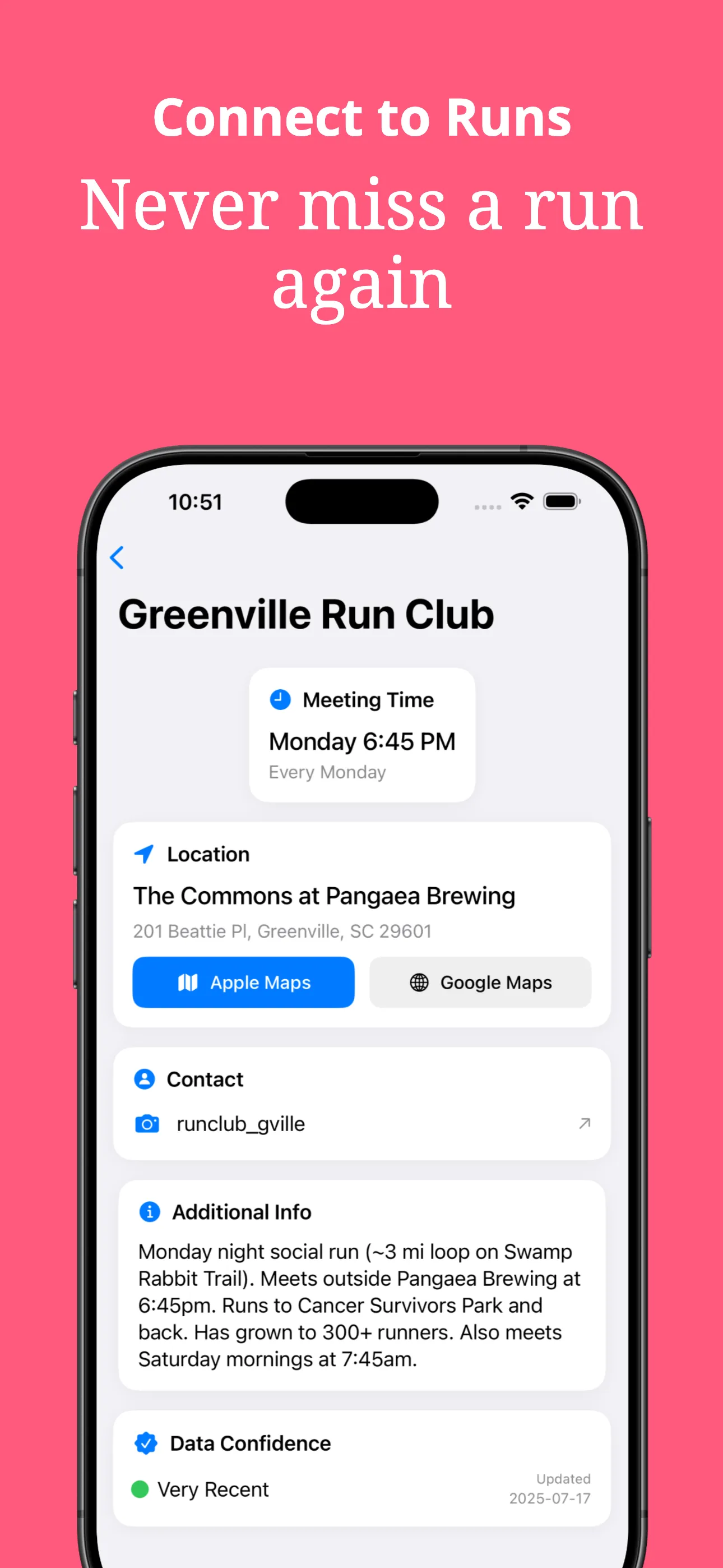 GreenvilleRunClubs app screenshot 3